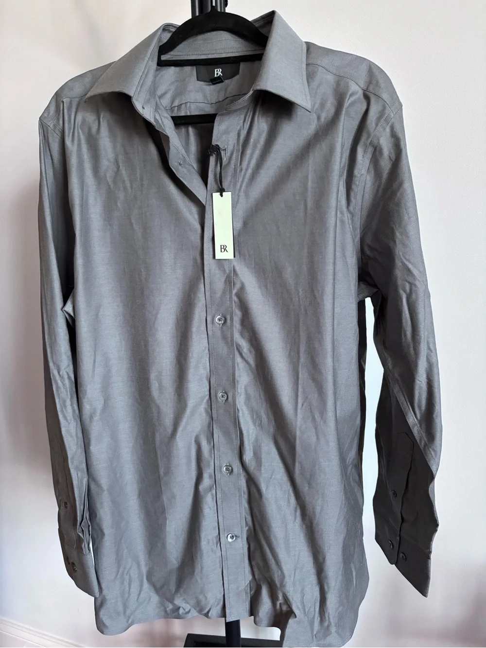 Banana Republic Men's Grey Long-Sleeve Dress Shirt